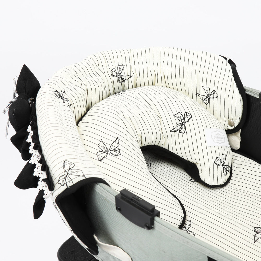 Ritogato Pliant Buggy Cover-up Cushion 蝴蝶結喱士款寵物推車車墊套裝 - 黑色