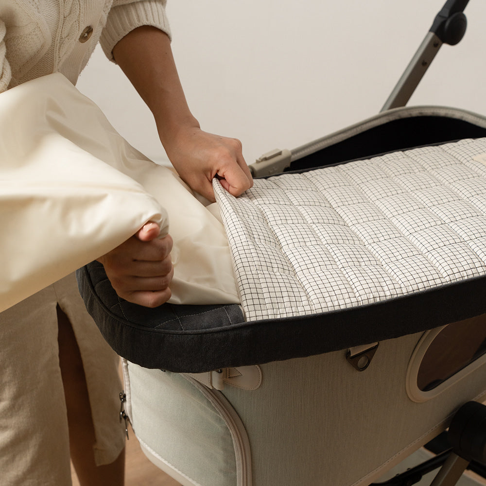 Ritogato Honeybuney Pet Cart Cushion 小熊格仔款寵物推車車墊套裝 - 灰色