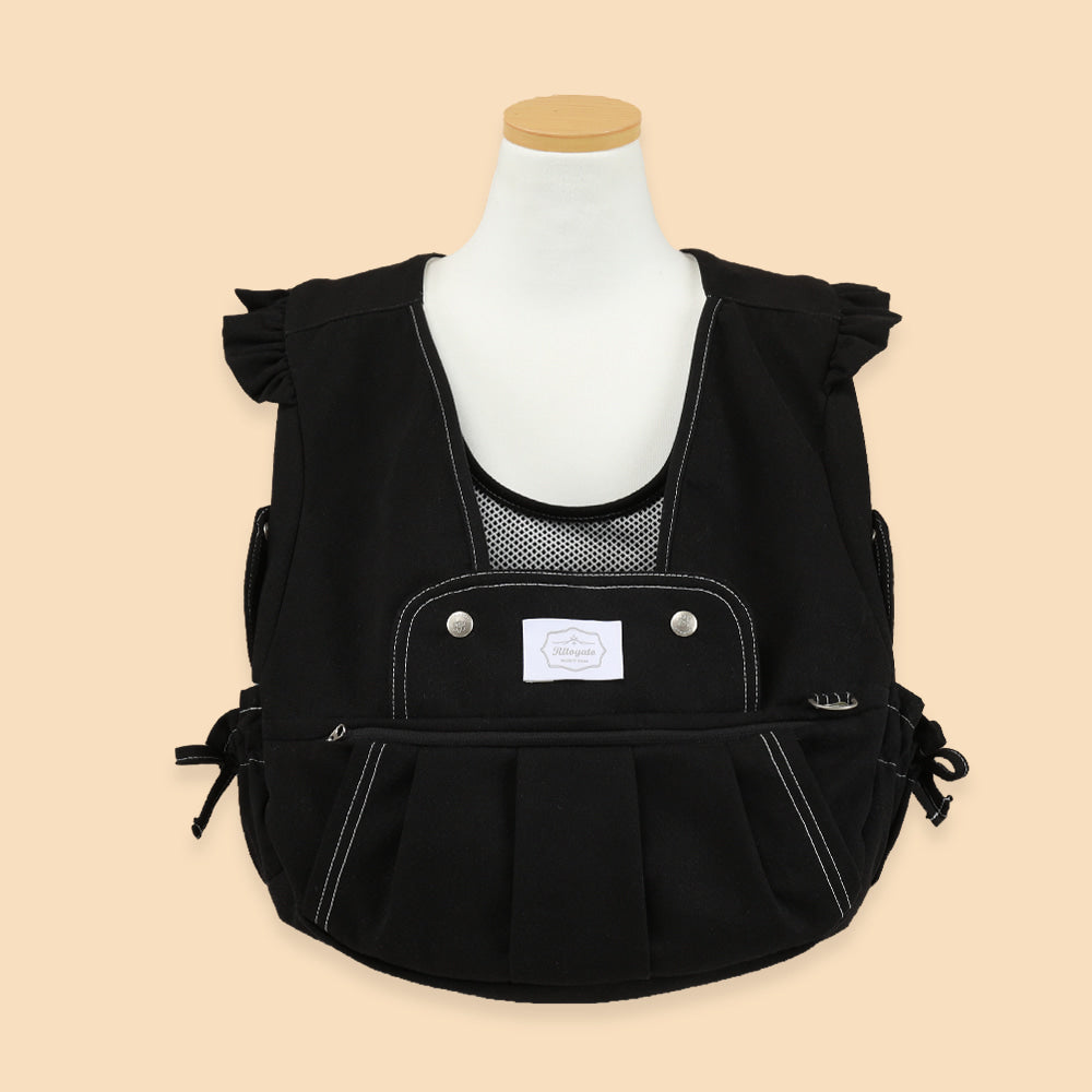 【Version 6】 Ritogato Voddly Flora Front Bag 前孭寵物袋 荷葉袖牛仔布質料 黑色