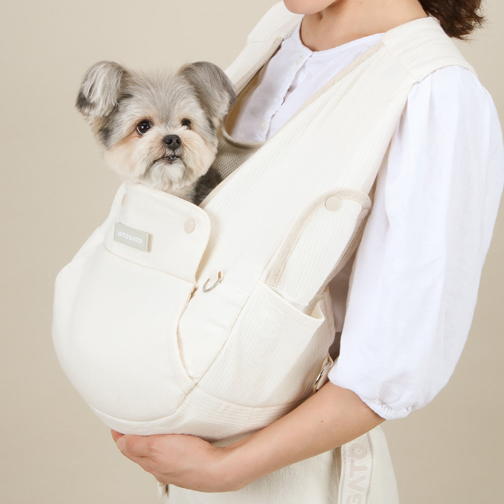 【Version 5】 Ritogato Voddly Petite Front Bag 前孭寵物袋 細版夏日透氣質料 奶油色