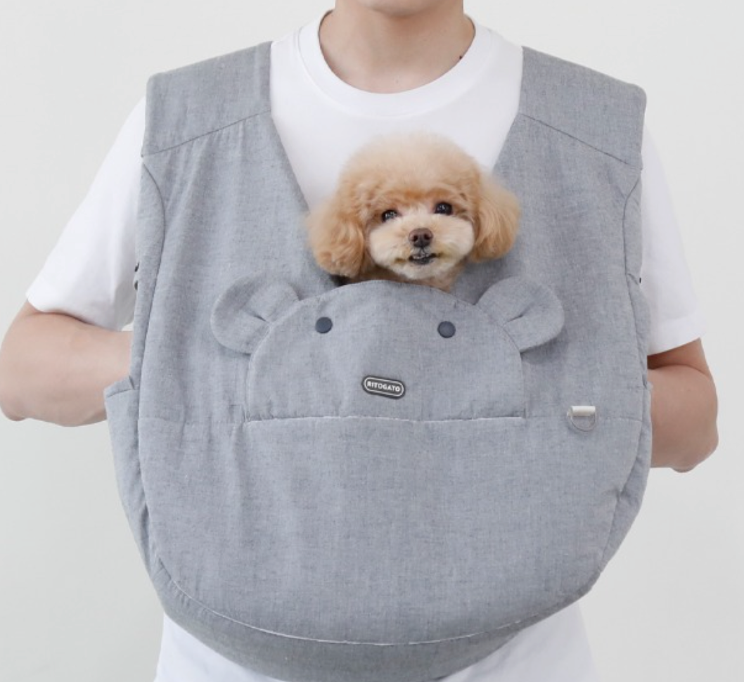 RitoGato Voddly Front Bag 前孭寵物袋 亞麻布 灰色
