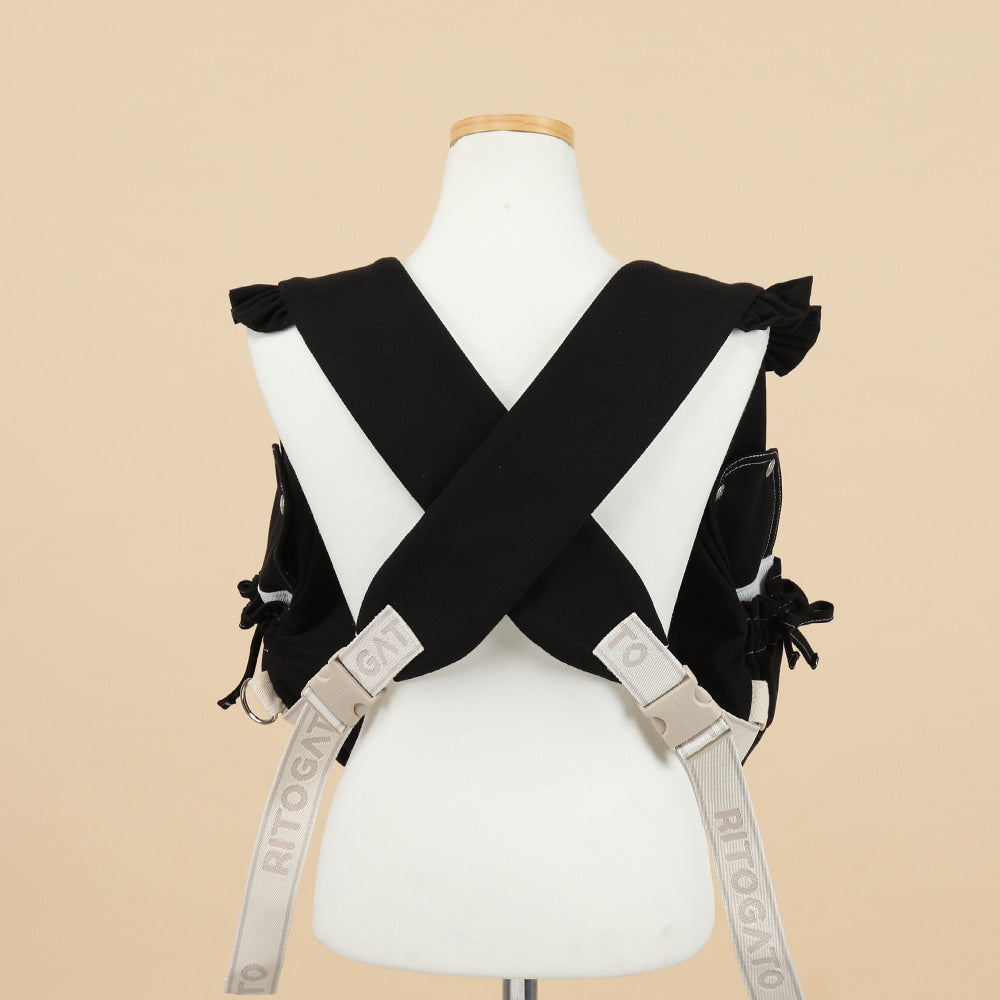 【Version 6】 Ritogato Voddly Flora Front Bag 前孭寵物袋 荷葉袖牛仔布質料 黑色