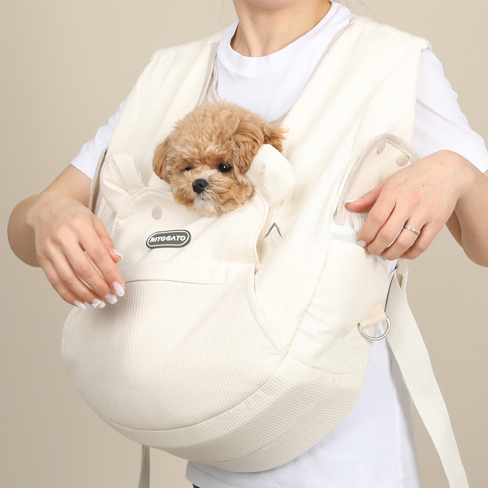 【Version 4】 Ritogato Voddly Cooloud Front Bag 前孭寵物袋 夏日透氣質料 奶油色