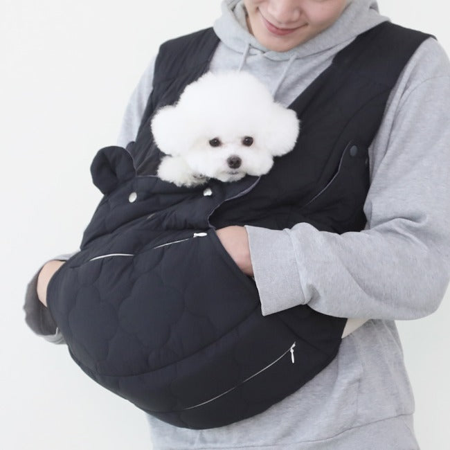 【Version 3】Ritogato Voddly Cozy Front Bag 前孭寵物袋 跣水質料 黑色