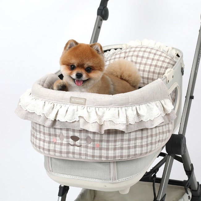 【預訂】Ritogato Pawpaw Frill Pet Cart Guard 小熊喱士款寵物推車圍邊 - 啡色