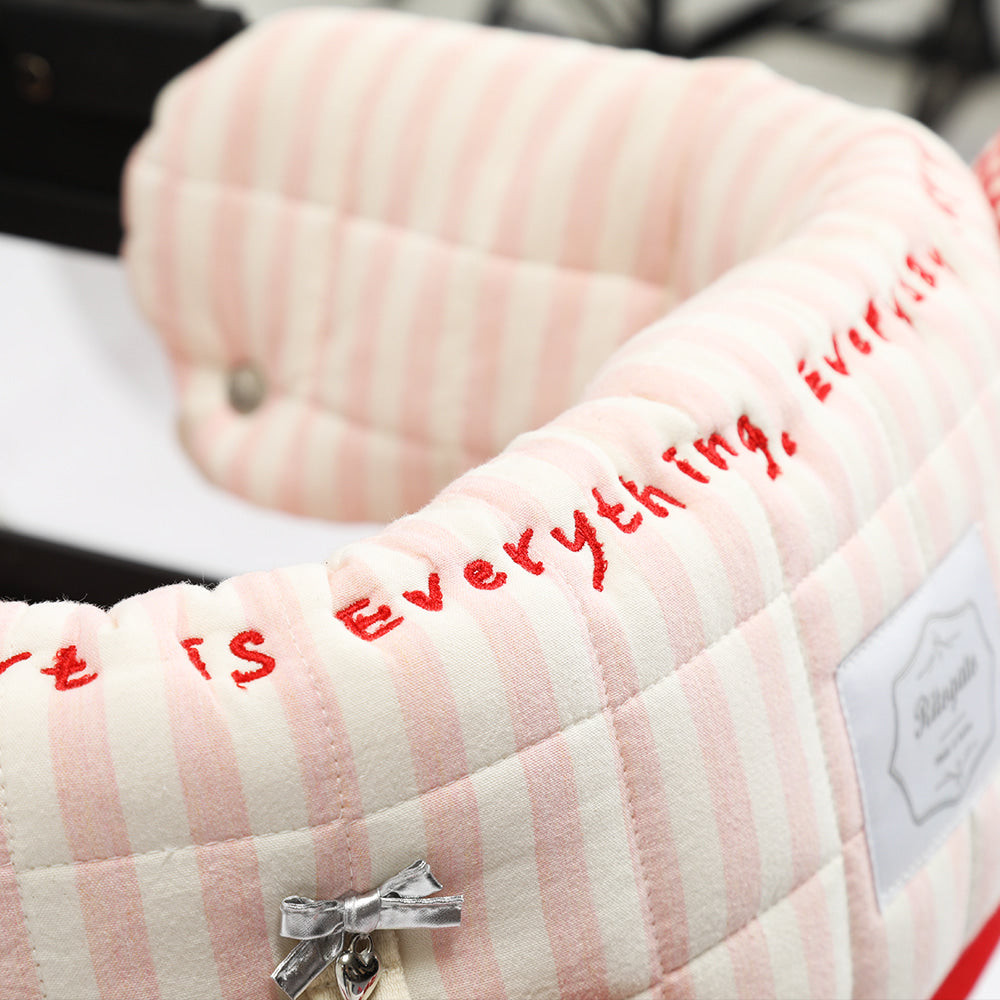 Ritogato Chou-Ribbon Buggy Cover-up Cushion 韓式簡約款寵物推車車墊套裝 - 粉紅色