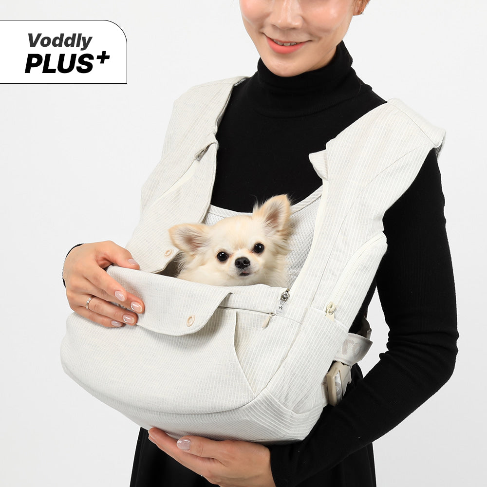 【V7】Ritogato Voddly Plus Front Bag 前孭寵物袋 透氣網質料 灰色間條