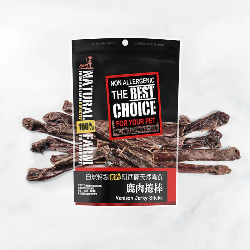 自然牧場 Natural Farm 天然寵物零食 鹿肉捲棒 Venison Jerky Sticks 80g