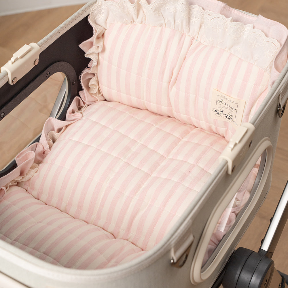 Ritogato Pawpaw Frill Pet Cart Cushion 小熊喱士款寵物推車車墊套裝 - 粉紅色