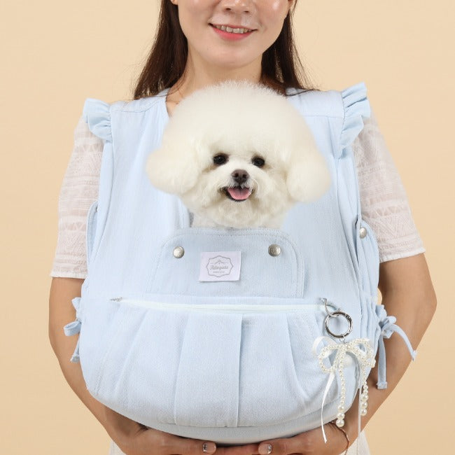 【Version 6】 Ritogato Voddly Flora Front Bag 前孭寵物袋 荷葉袖牛仔布質料 淺藍色