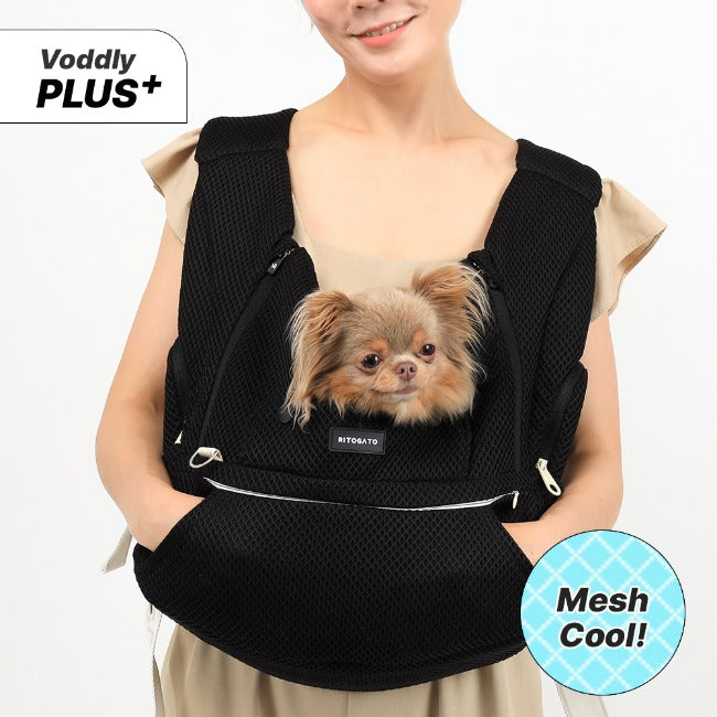 【V7】Ritogato Voddly Plus Front Bag 前孭寵物袋 網袋質料 黑色