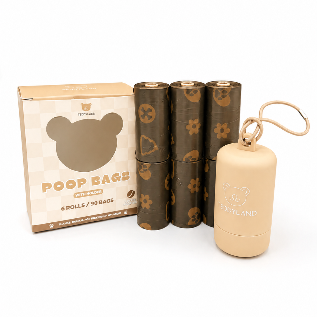 TeddyLand 寵物拾便器連咖啡香味拾便袋 6捲裝 Poop Bag with holder
