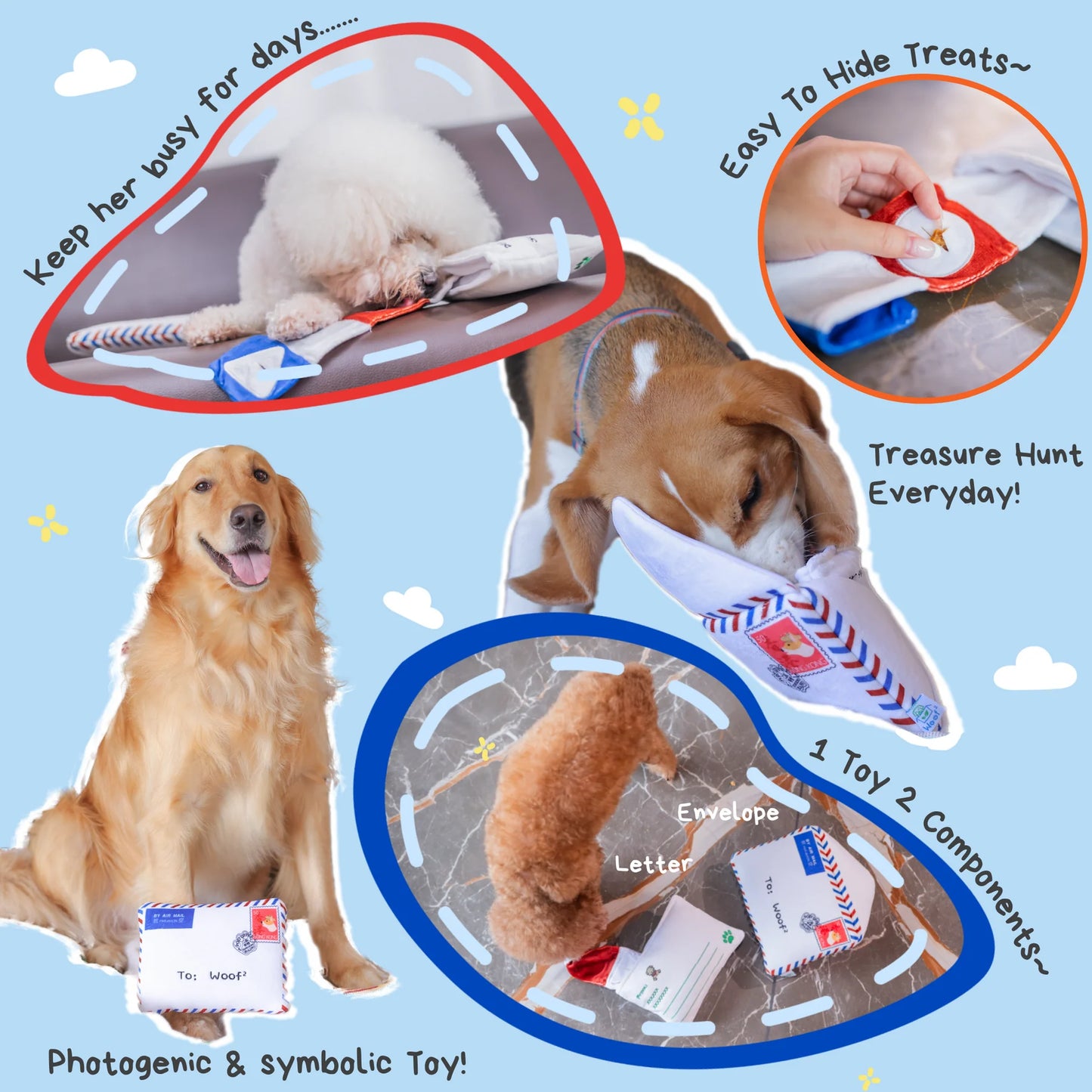 Woof² | 香港空郵信件藏食毛絨寵物玩具
