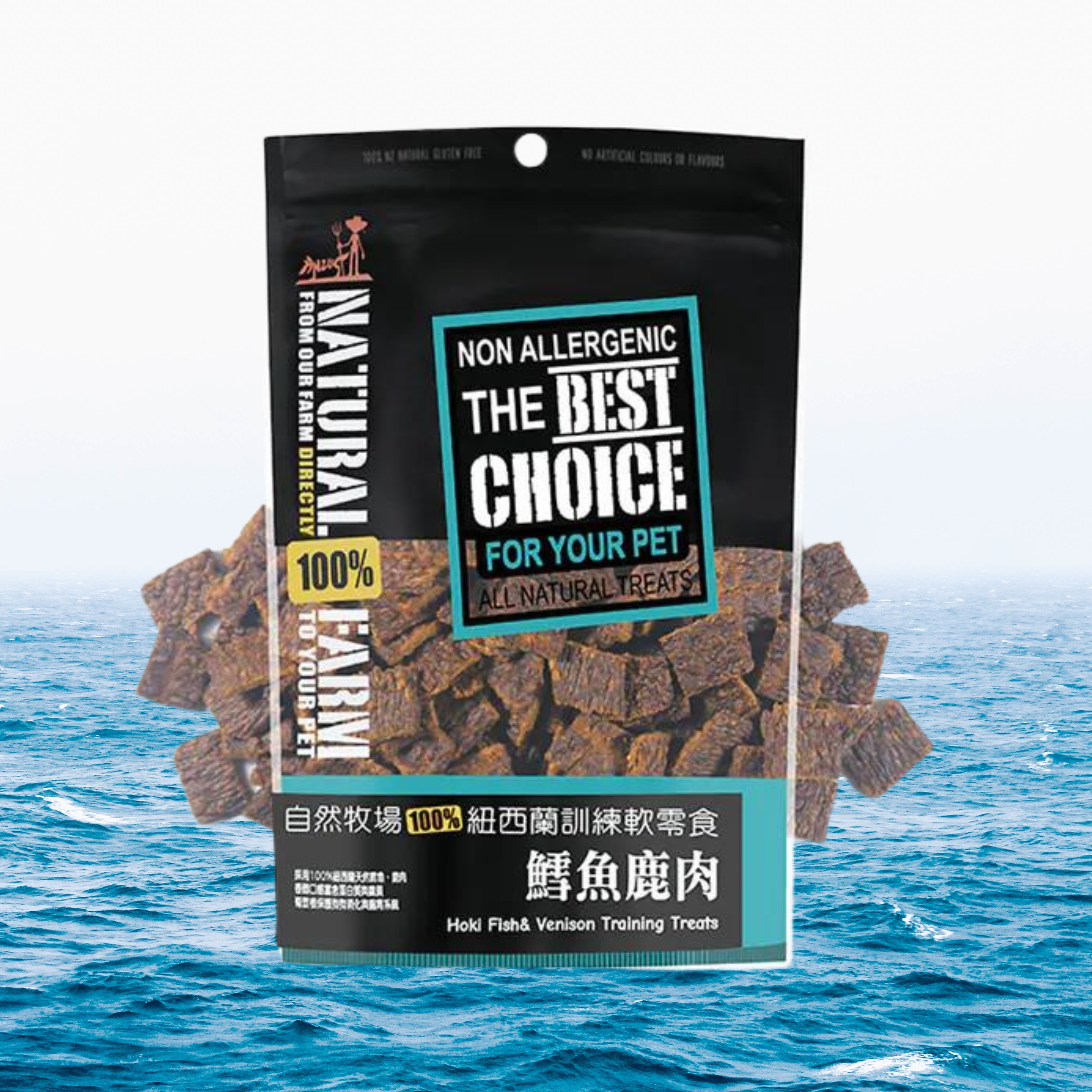 自然牧場 Natural Farm 寵物肉片軟零食 鱈魚鹿肉 Hoki Fish & Venison Training Treats 90g