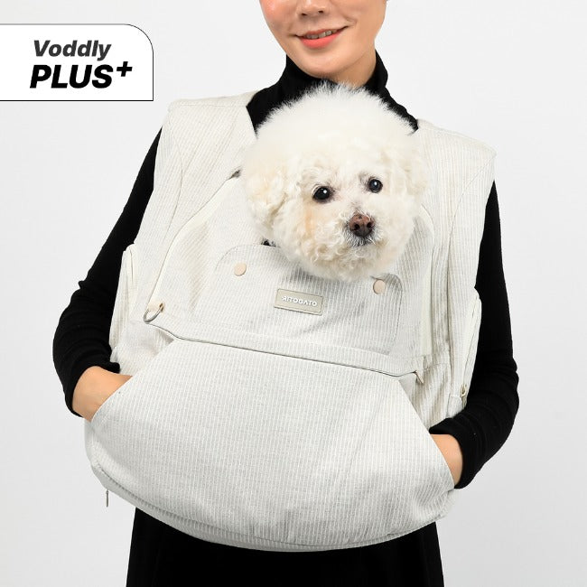 【V7】Ritogato Voddly Plus Front Bag 前孭寵物袋 透氣網質料 灰色間條
