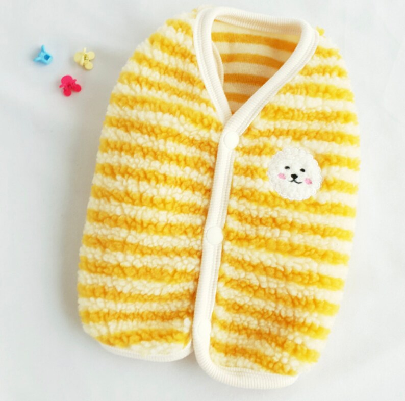 韓國間條比熊啪樓抓絨背心 Bichon Stripe Fleece Vest