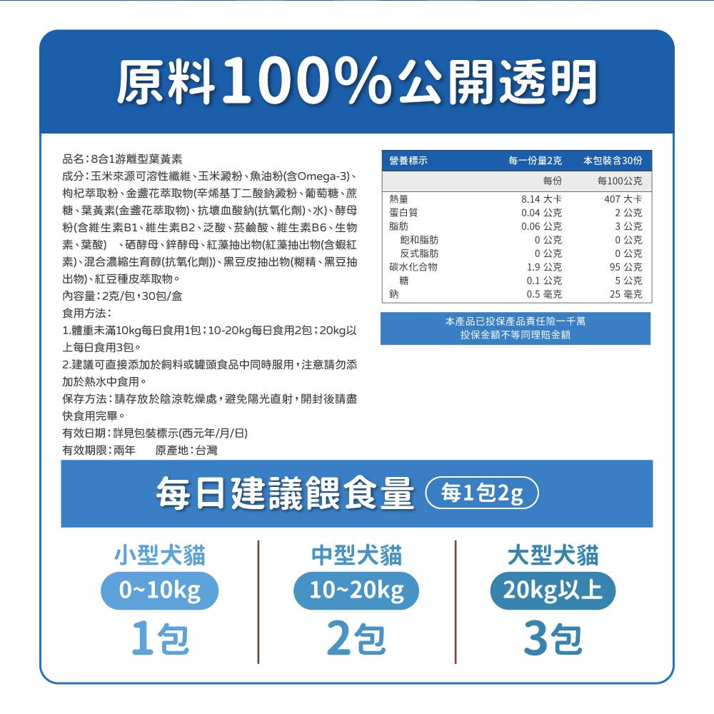 毛孩時代 8合1游離型葉黃素 8 in 1 Lutein (30包/盒)