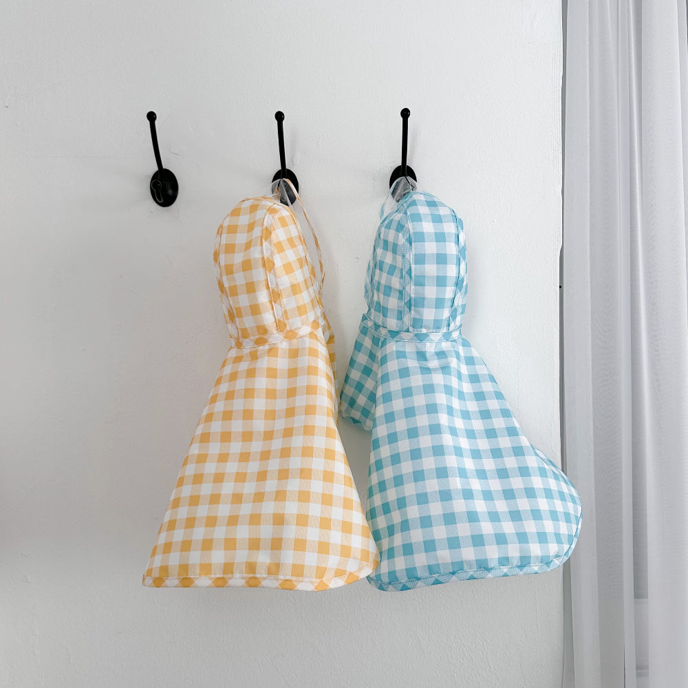 韓國格仔雨衣斗篷 連帽 Korea plaid raincoat poncho with hood