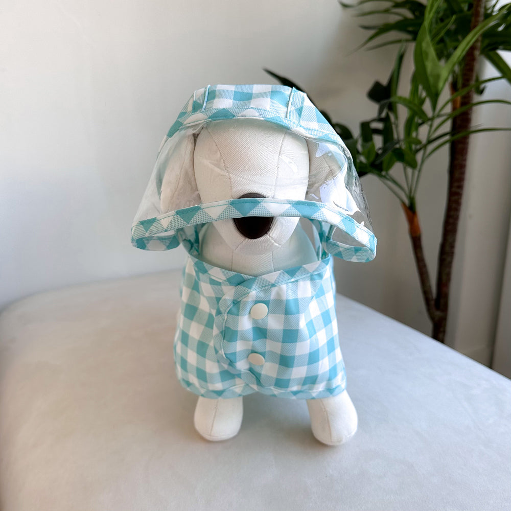 韓國格仔雨衣斗篷 連帽 Korea plaid raincoat poncho with hood