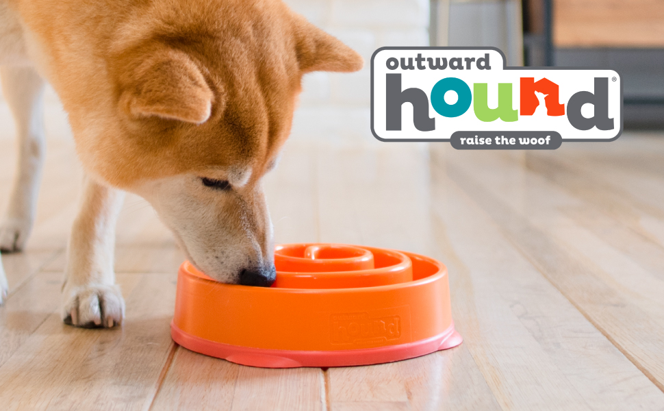 Outward Hound Fun Feeder Slo Bowl 慢食碗 - 橙色螺旋形