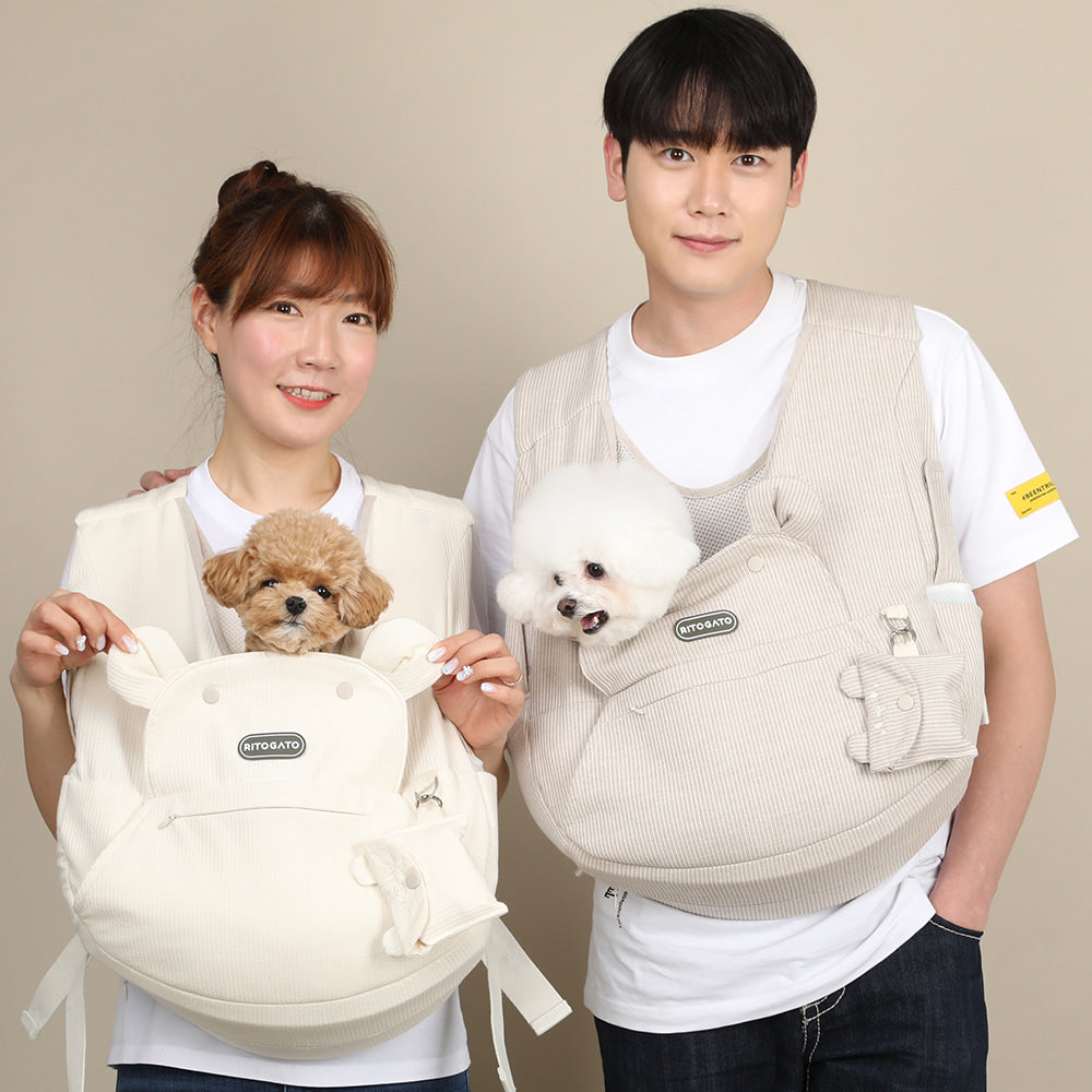 【Version 4】 Ritogato Voddly Cooloud Front Bag 前孭寵物袋 夏日透氣質料 奶油色