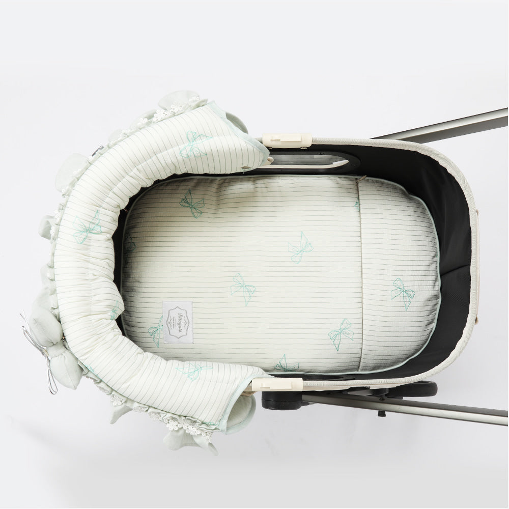 Ritogato Pliant Buggy Cover-up Cushion 蝴蝶結喱士款寵物推車車墊套裝 - 湖水綠