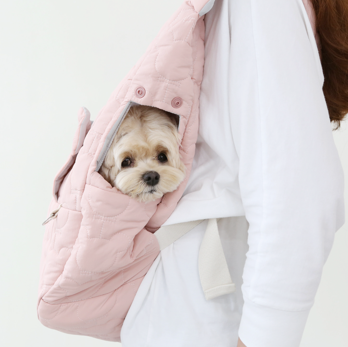 【Version 2】Ritogato Voddly Cool Front Bag 前孭寵物袋 亞麻布質料 粉紅色格仔