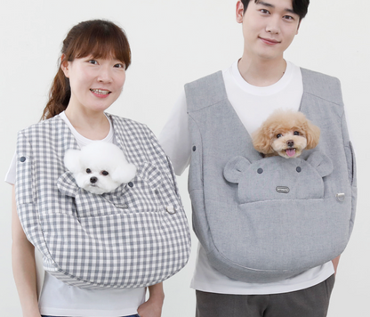 【Version 2】Ritgoato Voddly Cool Front Bag 前孭寵物袋 亞麻布質料 灰色格仔