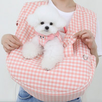 【Version 2】Ritogato Voddly Cool Front Bag 前孭寵物袋 亞麻布質料 粉紅色格仔