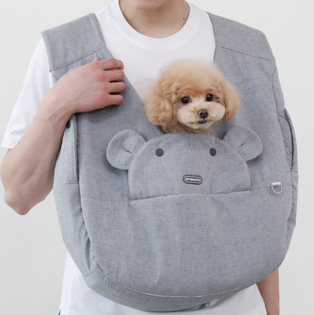 RitoGato Voddly Front Bag 前孭寵物袋 亞麻布 灰色