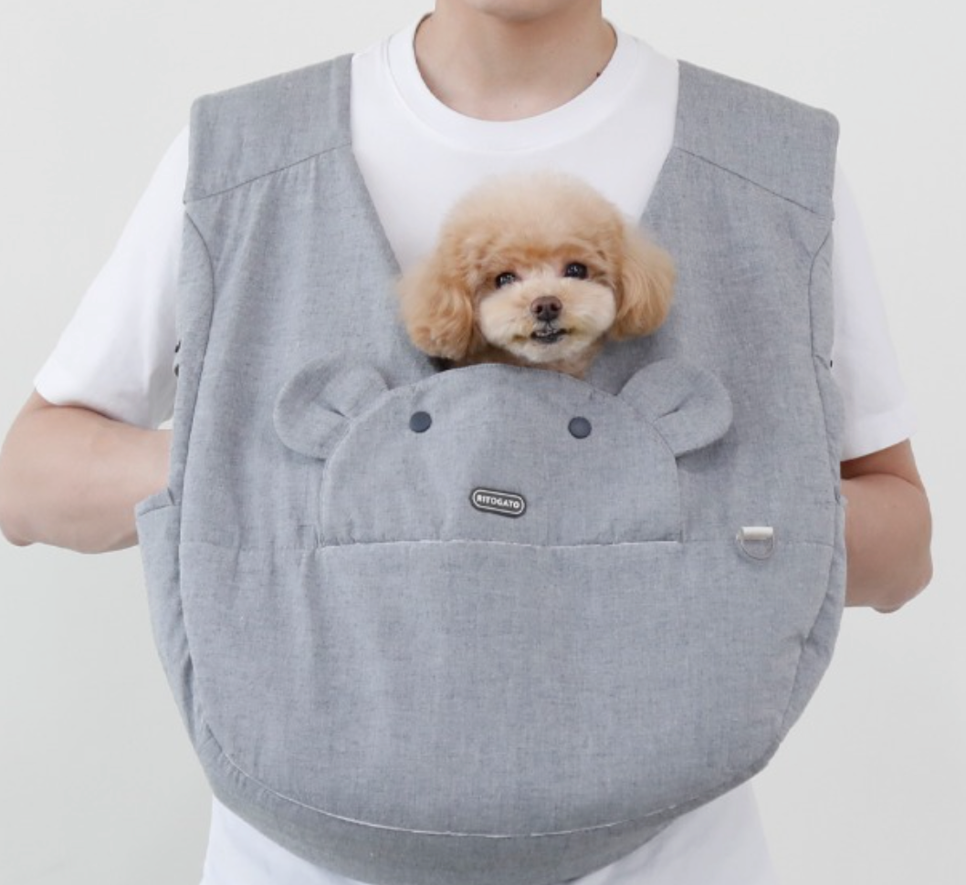 RitoGato Voddly Cool Front Bag 前孭寵物袋 亞麻布 灰色