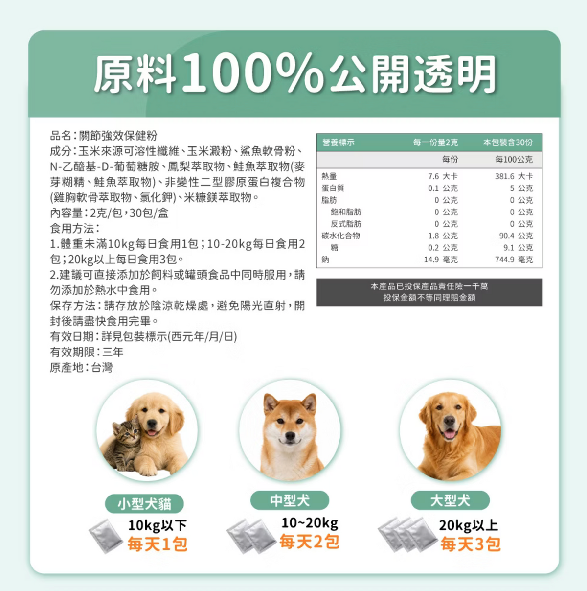 毛孩時代 強效關節保健粉 Joint Care (30包/盒)