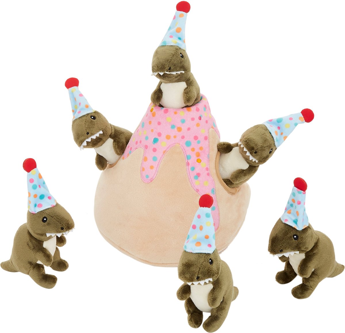 Frisco Birthday Volcano Plush Squeaky Dog Toy 火山生日小恐龍玩具 (6pcs)