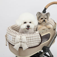 Ritogato Chou-Ribbon Buggy Cover-up Cushion 韓式簡約款寵物推車車墊 - 啡色