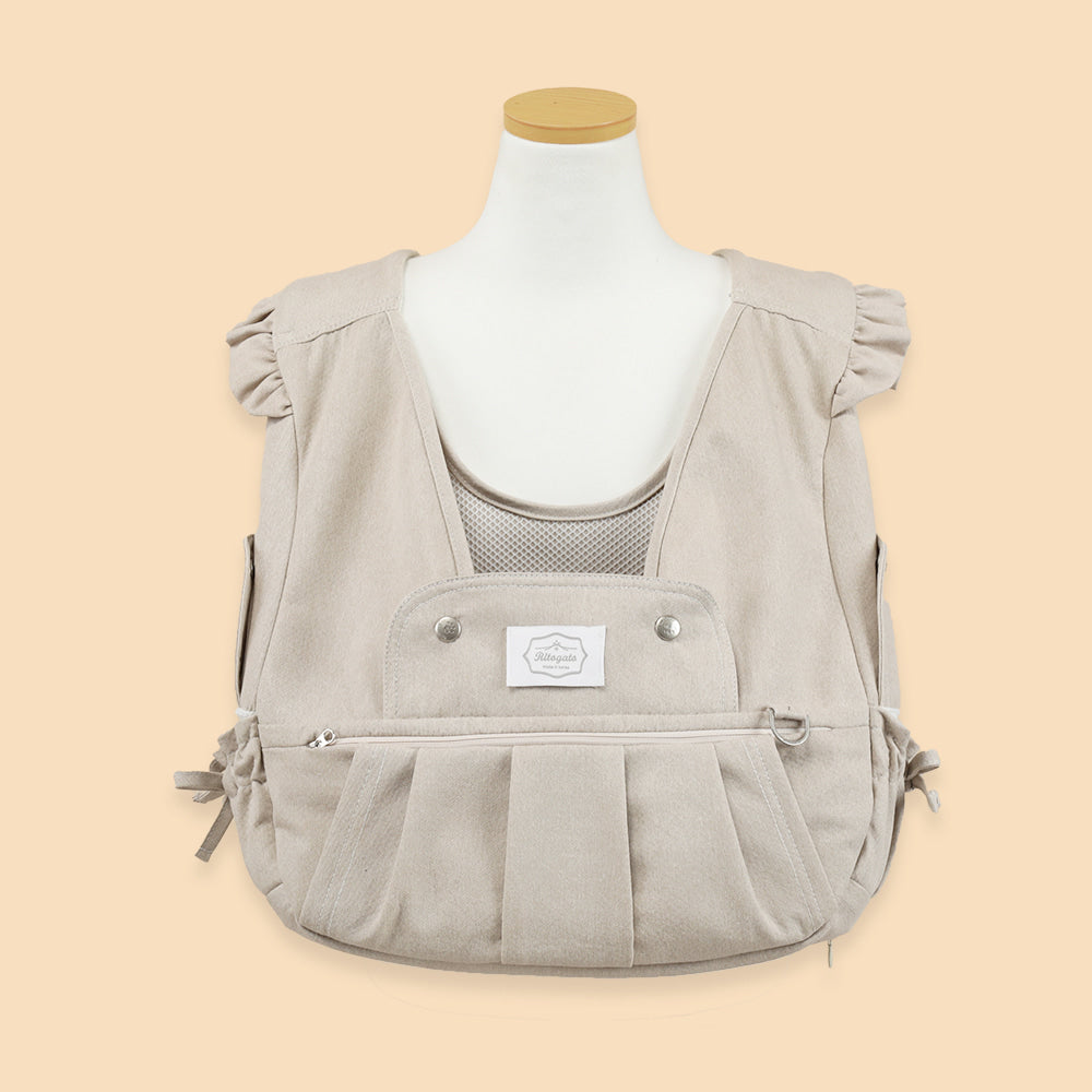 【Version 6】 Ritogato Voddly Flora Front Bag 前孭寵物袋 荷葉袖牛仔布質料 杏色