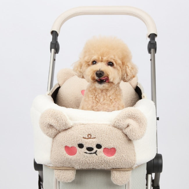 【預訂】Ritogato Bolppangi Buggy Cover-up Guard 熊仔毛絨絨款寵物推車圍邊 - 白色