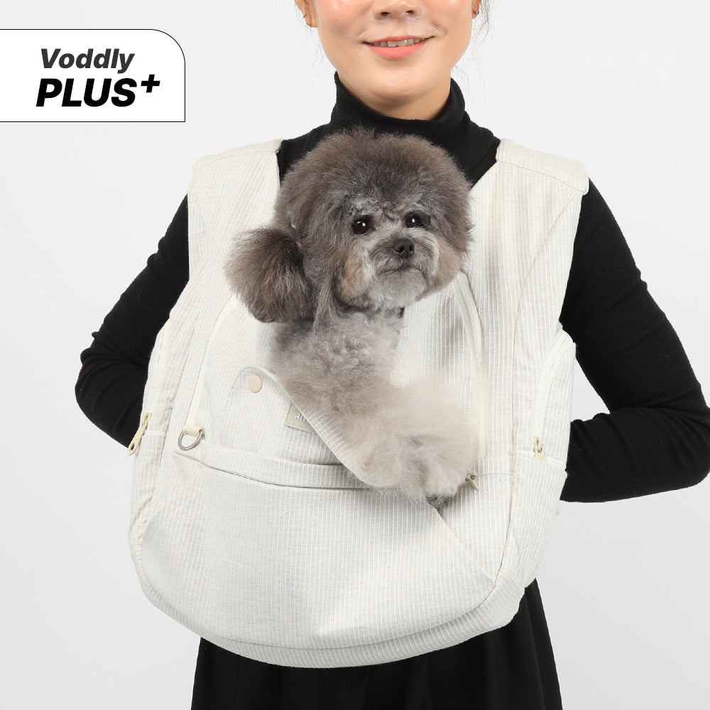 【V7】Ritogato Voddly Plus Front Bag 前孭寵物袋 透氣網質料 灰色間條