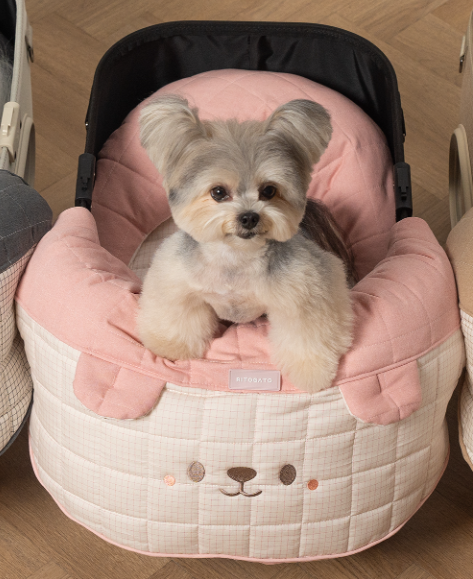 Ritogato Honeybuney Pet Cart Cushion 小熊格仔款寵物推車車墊套裝 - 粉紅色
