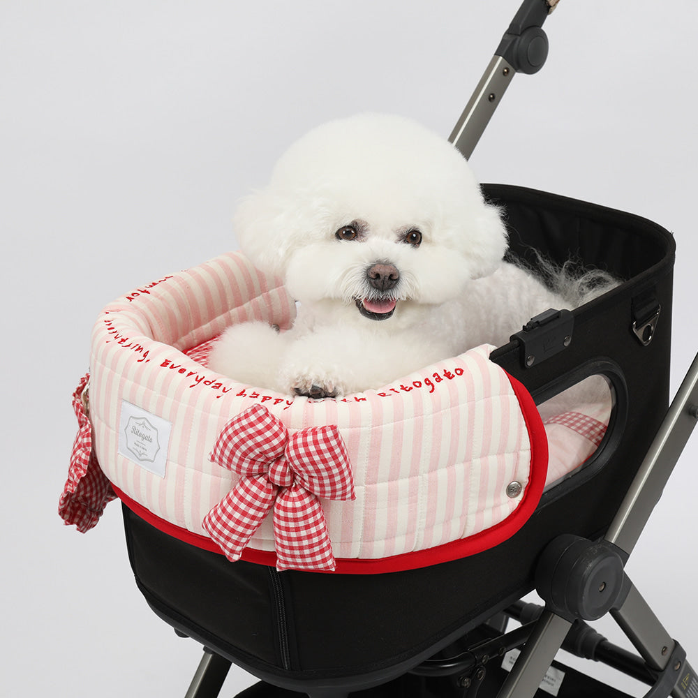Ritogato Chou-Ribbon Buggy Cover-up Guard 韓式簡約款寵物推車圍邊 - 粉紅色