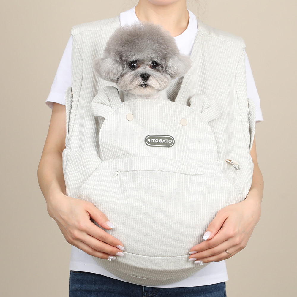 【再升級】 RitoGato Voddly Cooloud Front Bag 前孭寵物袋 夏日透氣質料 淺灰色