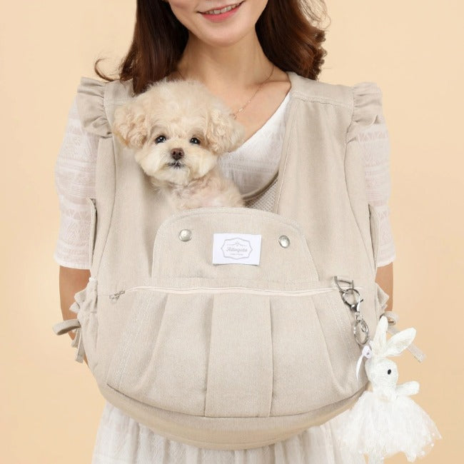 【Version 6】 Ritogato Voddly Flora Front Bag 前孭寵物袋 荷葉袖牛仔布質料 杏色