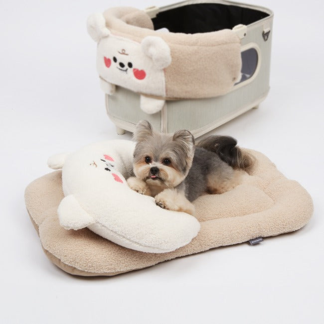 Ritogato Bolppangi Buggy Cover-up Cushion 熊仔毛絨絨款寵物推車車墊  - 杏色