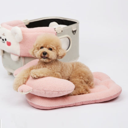 Ritogato Bolppangi Buggy Cover-up Guard 熊仔毛絨絨款寵物推車車墊套裝 - 粉紅色