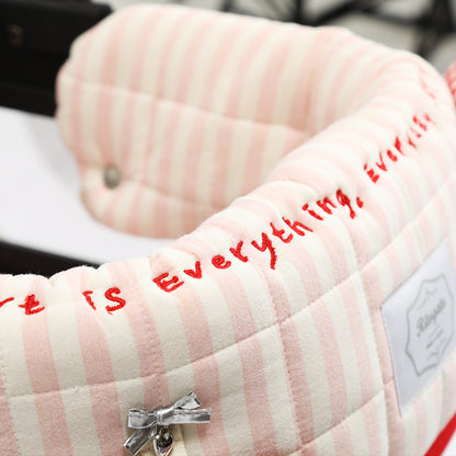 Ritogato Chou-Ribbon Buggy Cover-up Cushion 韓式簡約款寵物推車車墊套裝 - 粉紅色