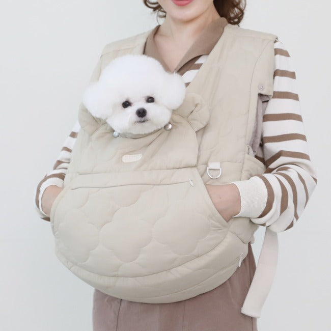 【Version 3】Ritogato Voddly Cozy Front Bag 前孭寵物袋 跣水質料 沙杏色