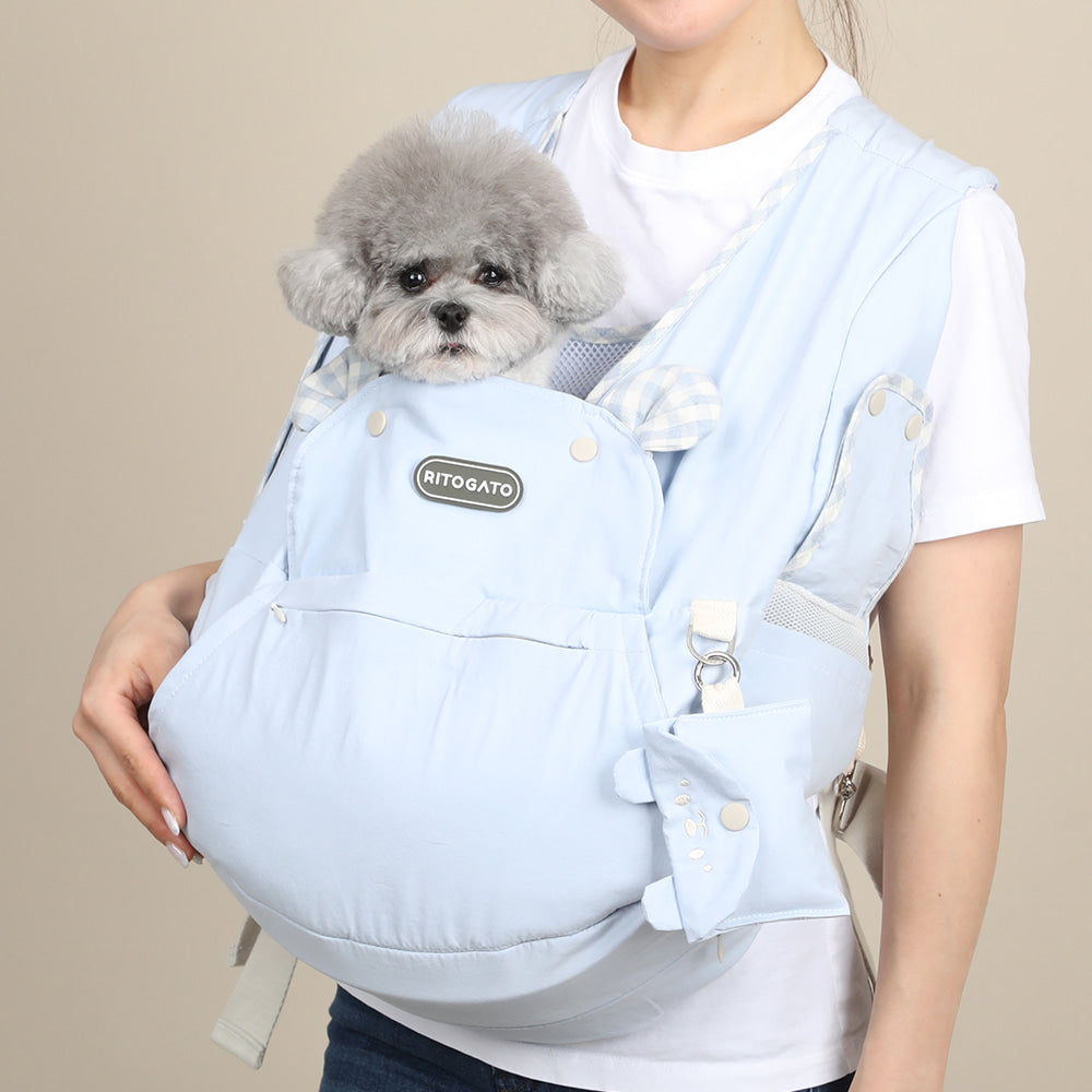 【再升級】 RitoGato Voddly Cooloud Front Bag 前孭寵物袋 夏日透氣質料 淺藍色