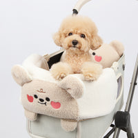 【預訂】Ritogato Bolppangi Buggy Cover-up Guard 熊仔毛絨絨款寵物推車圍邊 - 白色