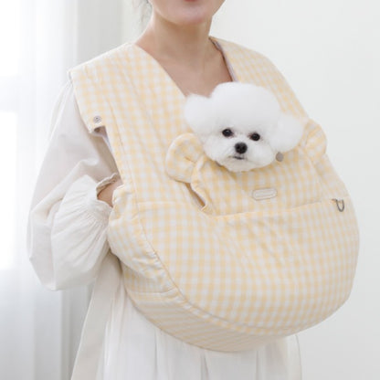 【Version 2】Ritogato Voddly Cool Front Bag 前孭寵物袋 亞麻布質料 黃色格仔