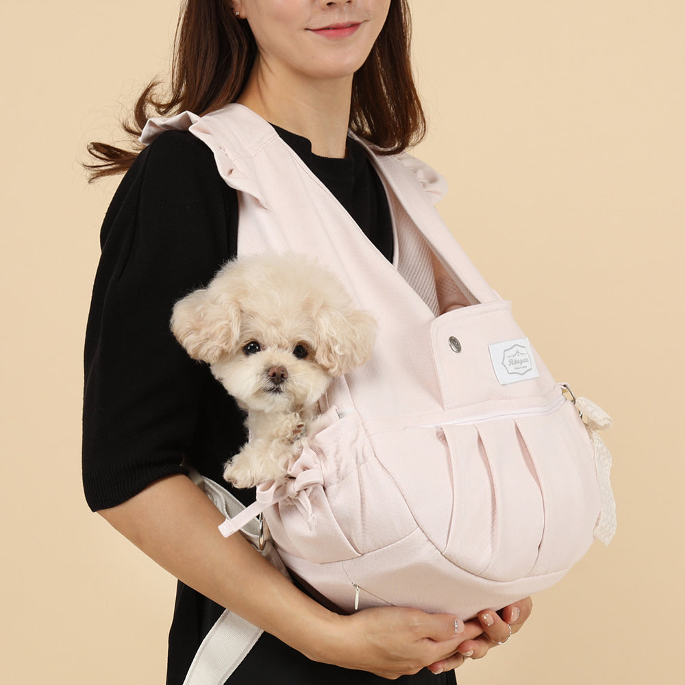 【Version 6】 Ritogato Voddly Flora Front Bag 前孭寵物袋 荷葉袖牛仔布質料 粉紅色