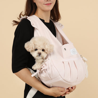 【Version 6】 Ritogato Voddly Flora Front Bag 前孭寵物袋 荷葉袖牛仔布質料 粉紅色